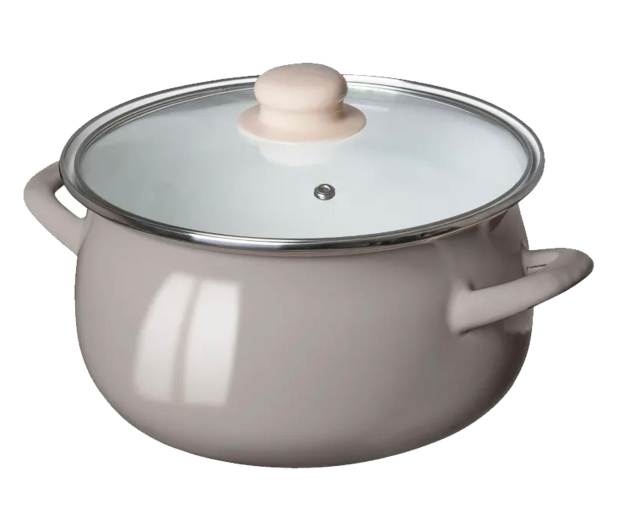 Altom Garnek emaliowany 18cm z pokrywą szklaną 1,9l taupe - 1580544 - zdjęcie 3